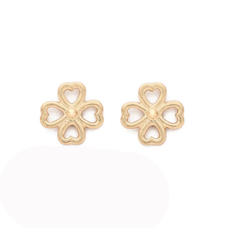 Boucles D&#39;oreilles Trèfle À Quatre Feuilles Coeur En Métal Géométrique Creux Simple En Gros Nihaojewelry