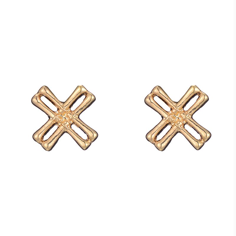 Simple Fashion Geometric Metal Bamboo Cross Earrings Wholesale Nihaojewelry