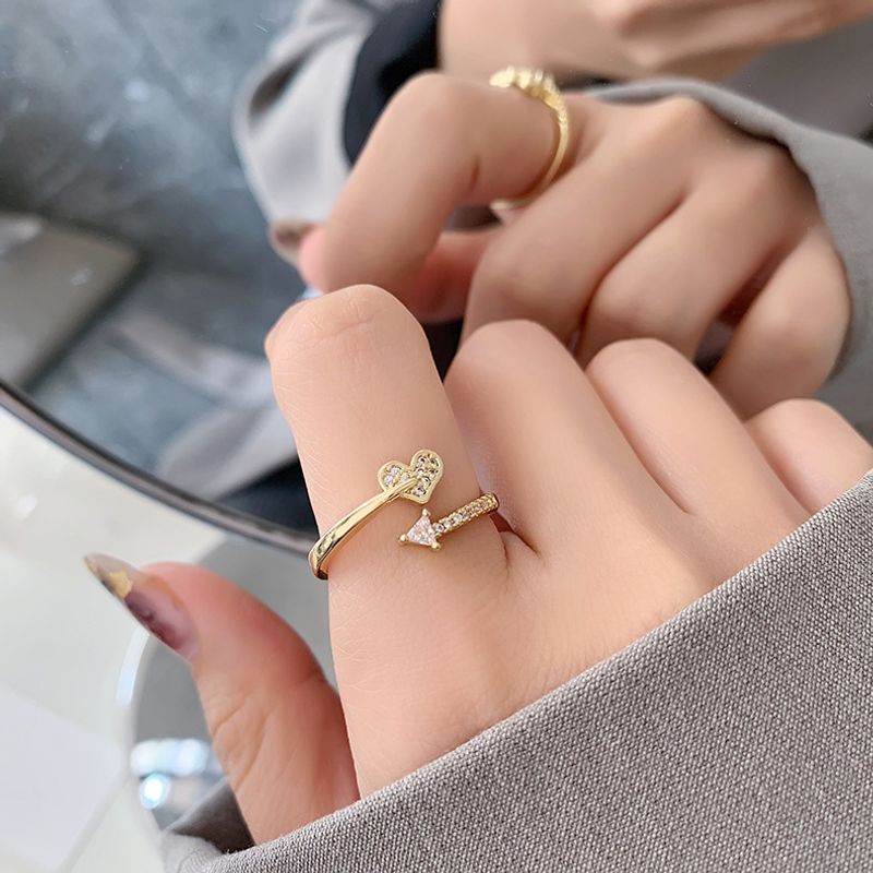 Korean Fashion Simple Heart Opening Copper Ring Wholesale Nihaojewelry