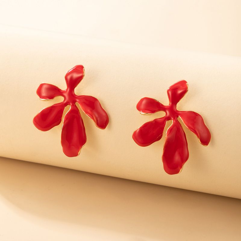 Großhandel Retro Mode Rote Blumenohrstecker Nihaojewelry