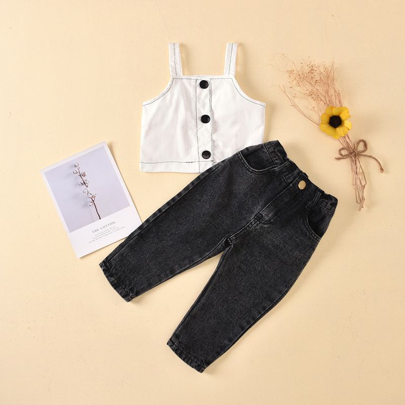 New Sling Reverse Color Line Shirt Button Open Bag Jeans Children's Suit Wholesale Nihaojewelry
