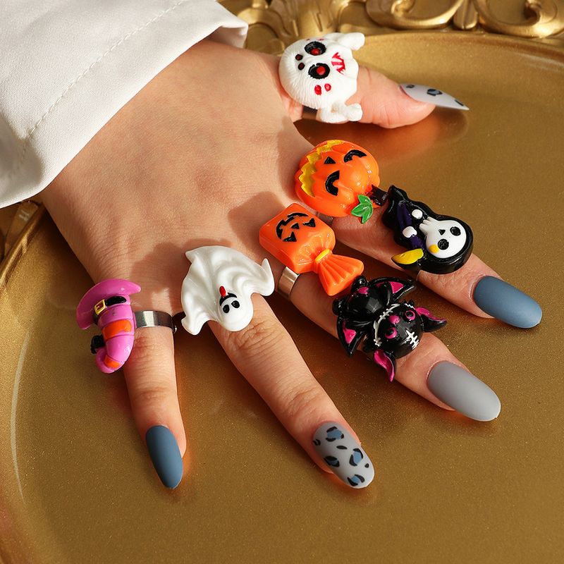 Neizhu Cross-border European And American New Halloween Ring Exaggerated Fun Resin Death Ghost Pumpkin Ring Female