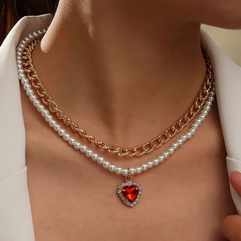 Collier D&#39;empilage De Coeur De Perles Multicouches De Mode Simple En Gros Nihaojewelry