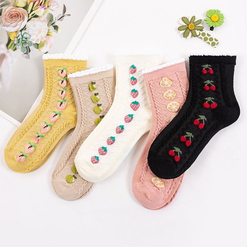 Korean Three-dimensional Lace Fruit Tube Cotton Socks Wholesale Nihaojewelry