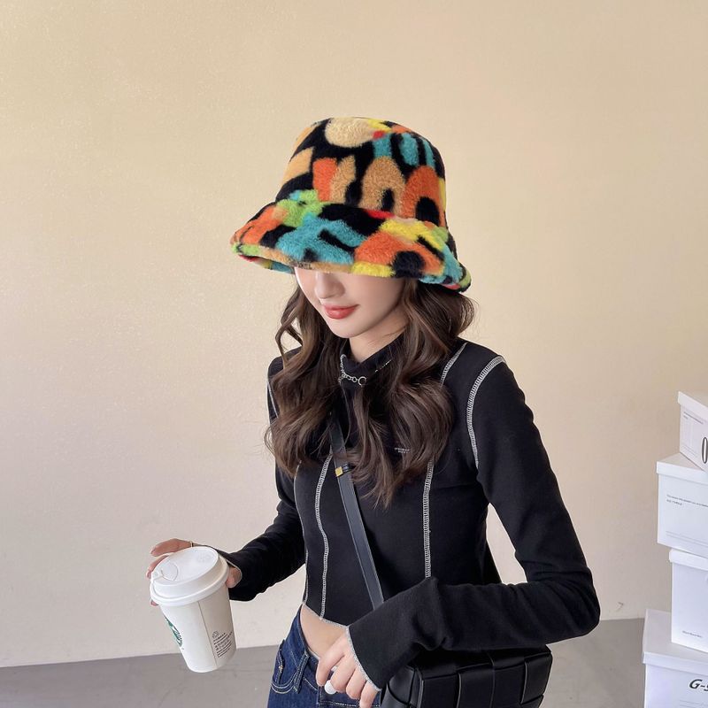 High-profile Figure Ht Hat Female Autumn And Winter Korean Fashion All-matching Fisherman Hat Lamb Wool Winter Suitable For Round Faces Plush Bucket Hat