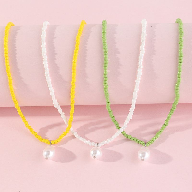 Conjunto De Collar Con Colgante De Perlas De Clavícula De Perlas Simples Al Por Mayor Nihaojewelry