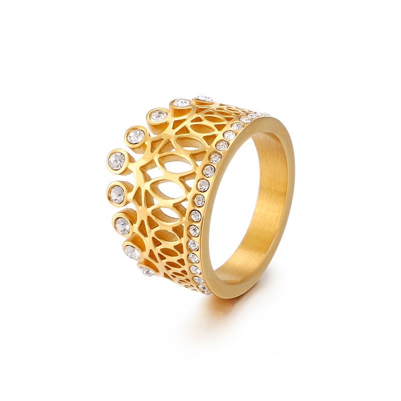 Simple Style Crown 18K Gold Plated Titanium Steel Wholesale