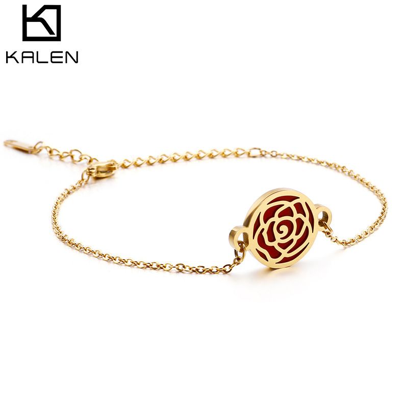 Simple Style Rose Titanium Steel 18K Gold Plated No Inlaid Bracelets In Bulk