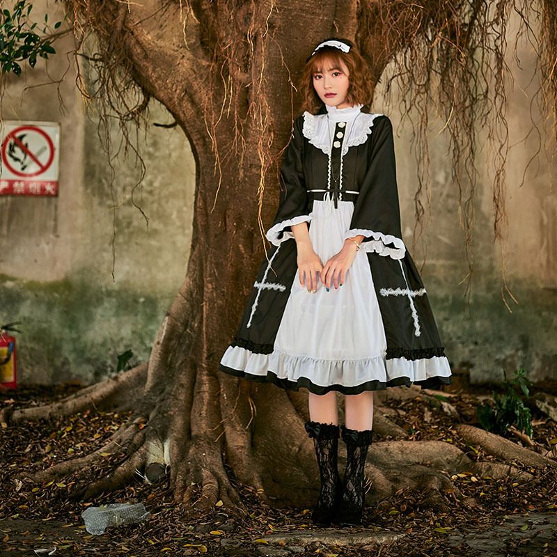 Halloween Costume Foreign Trade Export Nun Maid Lolita Dress With Cross Pettiskirt Little Devil Skirt