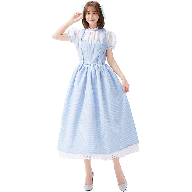 Cosplay Costume Fairy Tale Grid Farm Girl Long Dress Wholesale Nihaojewelry