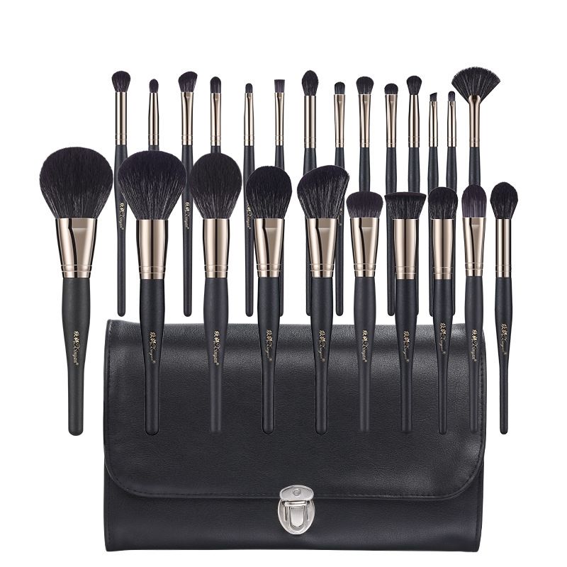 Mode Kontrastfarbe 24 Obsidian Make-up Pinsel Set Großhandel Nihaojewelry