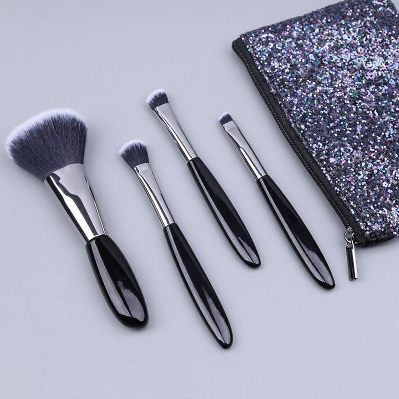 Mode Kontrastfarbe Helle Schwarze Kieselsteine Make-up Pinsel Set Großhandel Nihaojewelry