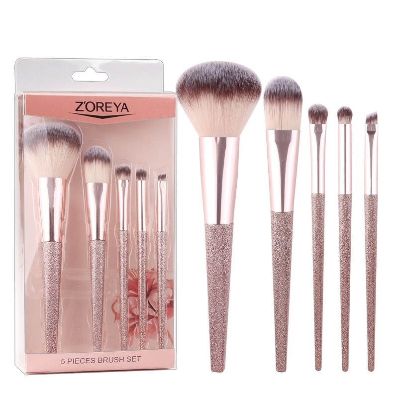 Fashion Contrast Color Bright Handle Beauty Tool 5 Makeup Brush Set Wholesale Nihaojewelry