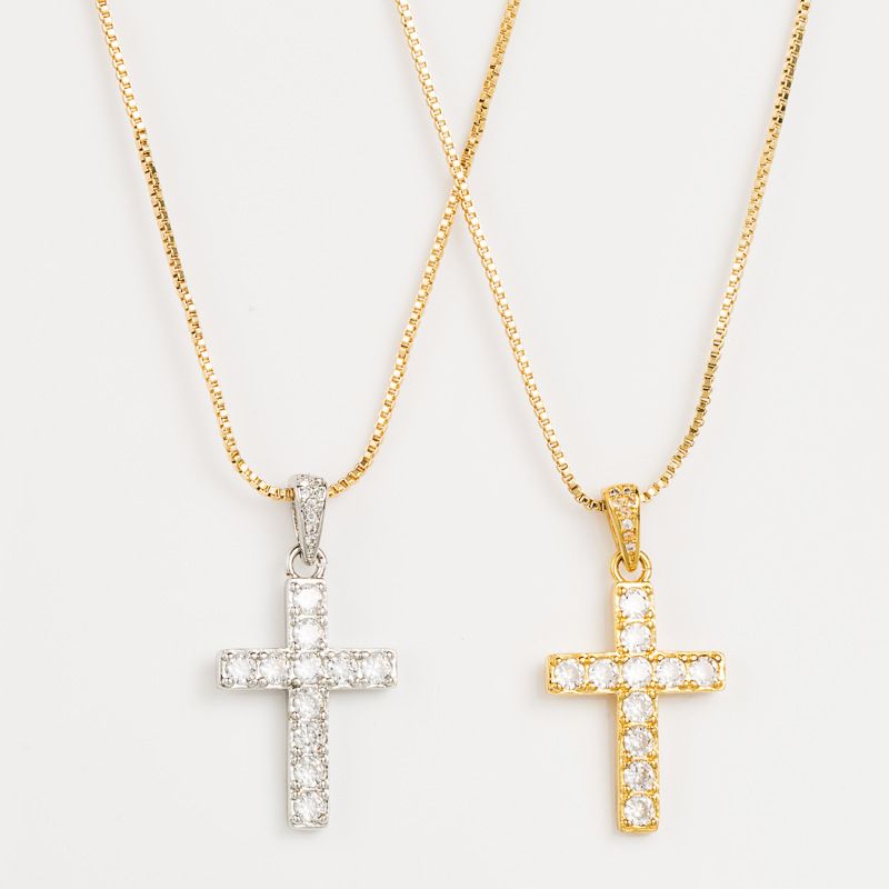 Fashion Cross Pendant Copper Gold-plated Necklace Wholesale Nihaojewelry