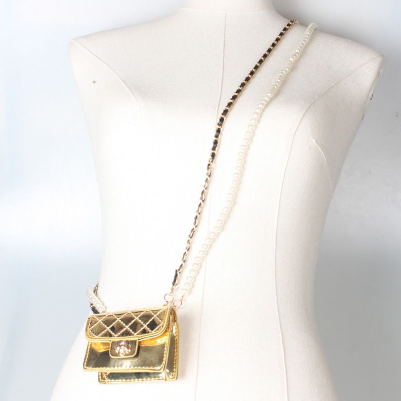 Cross-body Mini Waist Bag Pearl Chain Double Layer Waist Chain Wholesale Nihaojewelry