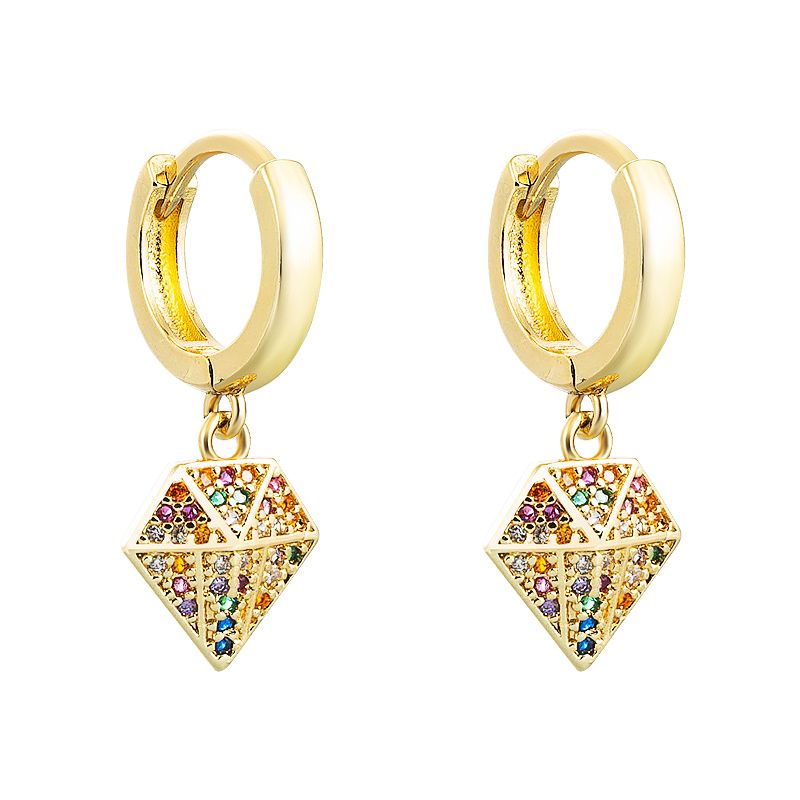 Color Geometric Pendant Copper Inlaid Zircon Earrings Wholesale Nihaojewelry