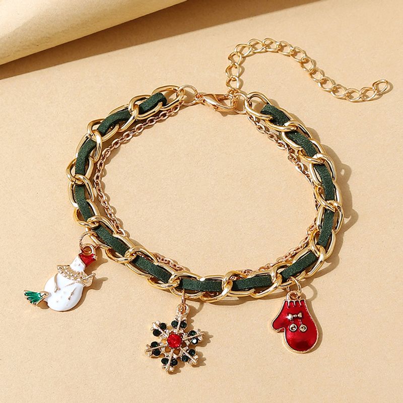 Bracelet Tressé Pendentif Poupée De Neige De Noël Créatif De Mode En Gros Nihaojewelry