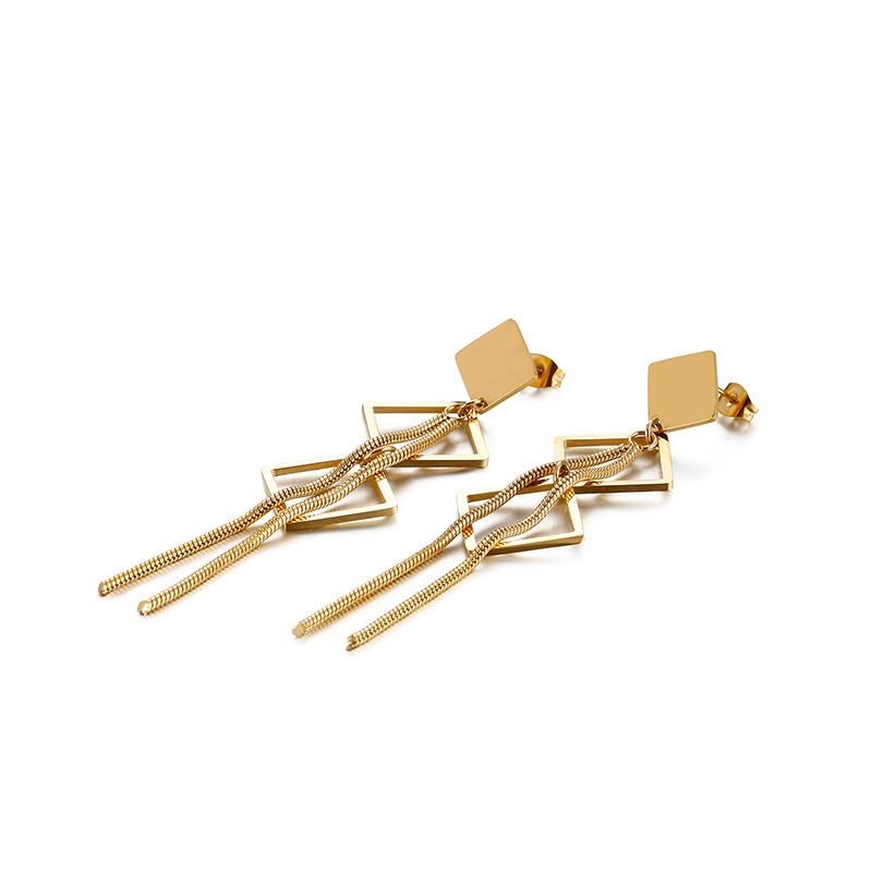 Geometrisch Überzug Titan Stahl 18 Karat Vergoldet Ohrringe