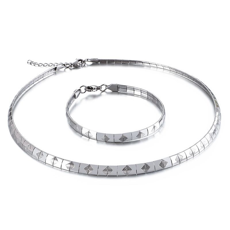 Simple Stainless Steel Collar Bracelet Suit Wholesale Nihaojewelry
