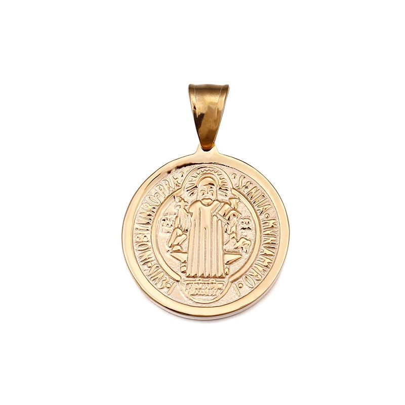 Pendentif Étiquette Jésus Rond En Acier Inoxydable En Gros Nihaojewelry