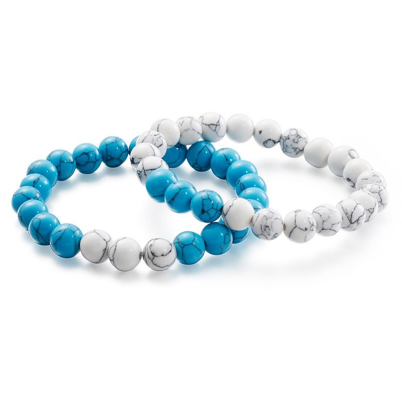 Bracelets De Perles Turquoises Rétro Bleu Et Blanc En Gros Bijoux Nihaojewelry