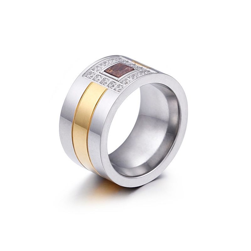 Simple Stainless Steel Micro-inlaid Zircon Multi-color Ring Wholesale Nihaojewelry