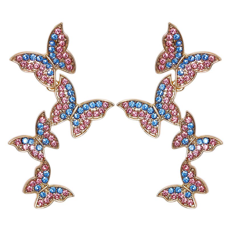 Korean Style Diamond Butterfly Earrings Wholesale Jewelry Nihaojewelry