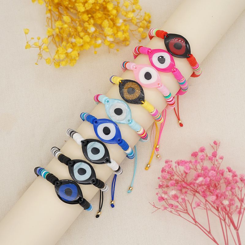 Ethnic Style Retro Color Matching Color Resin Eyes 6mm Color Mixing Polymer Clay Bracelet Bohemian Personalized Bracelet Women