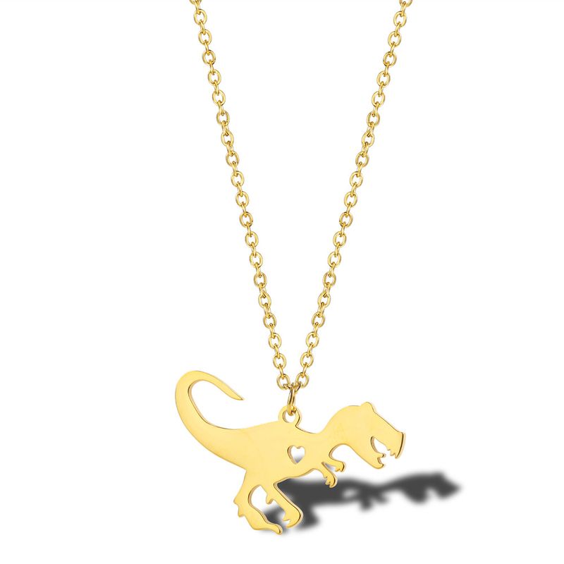 304 Stainless Steel 18K Gold Plated Fashion Plating Dinosaur Necklace