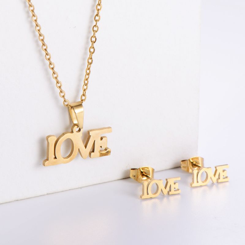 Simple Letters Clavicle Chain Earrings Set Wholesale Nihaojewelry