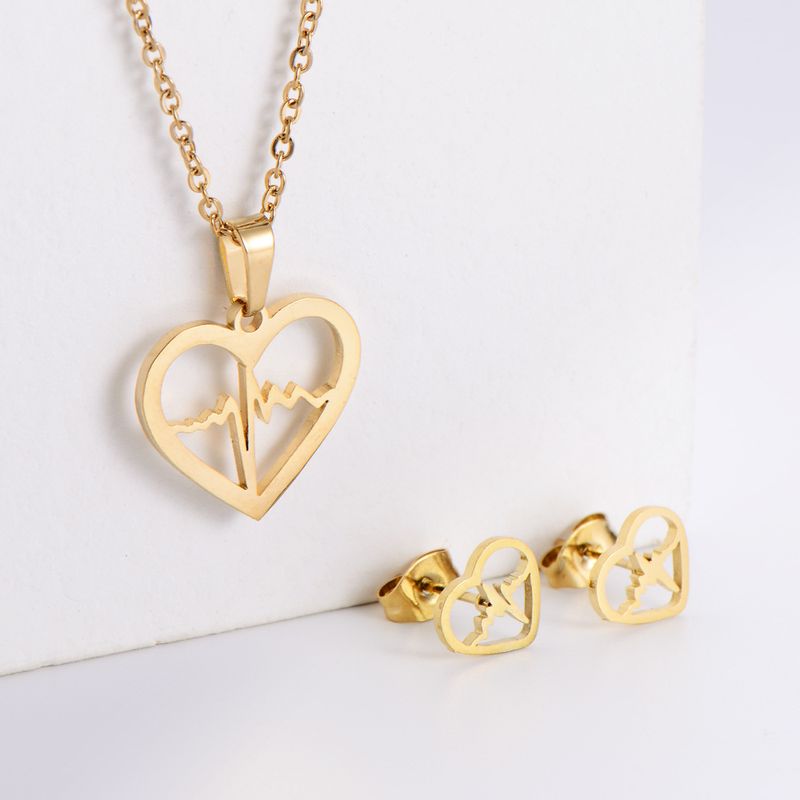 Stainless Steel 18K Gold Plated Korean Style Plating Heart