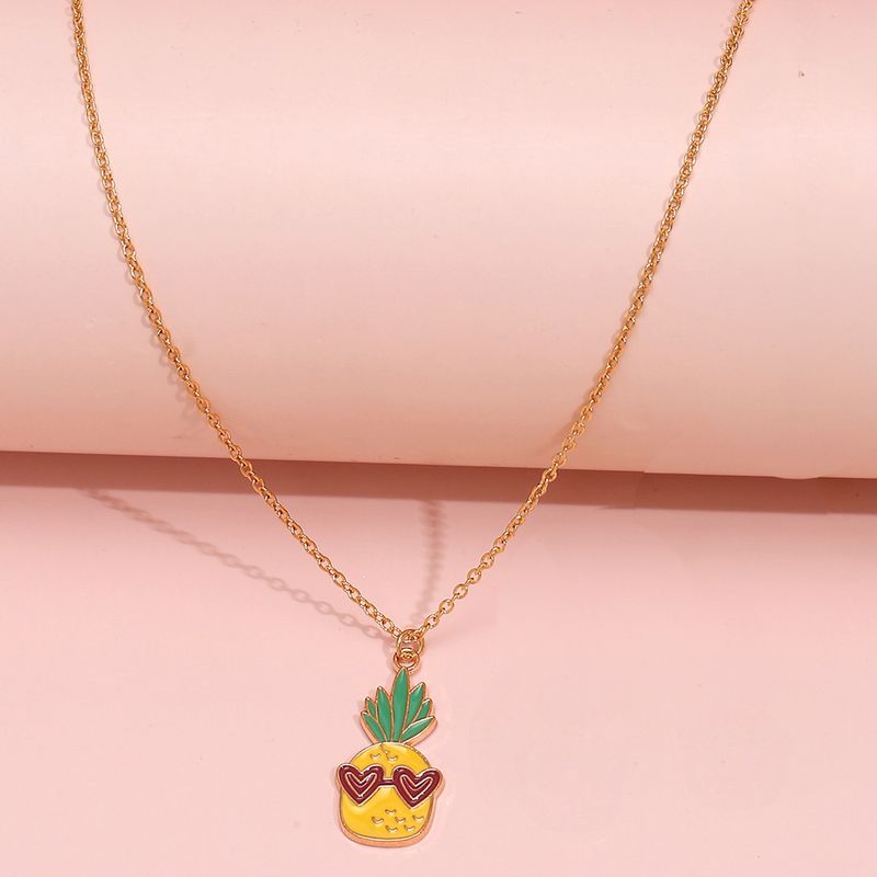 Farbe Obst Ananas Anhänger Halskette Großhandel Nihaojewelry