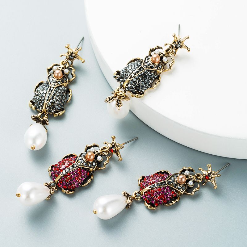 Retro Acrylic Imitation Pearl Insect Earrings Wholesale Nihaojewelry