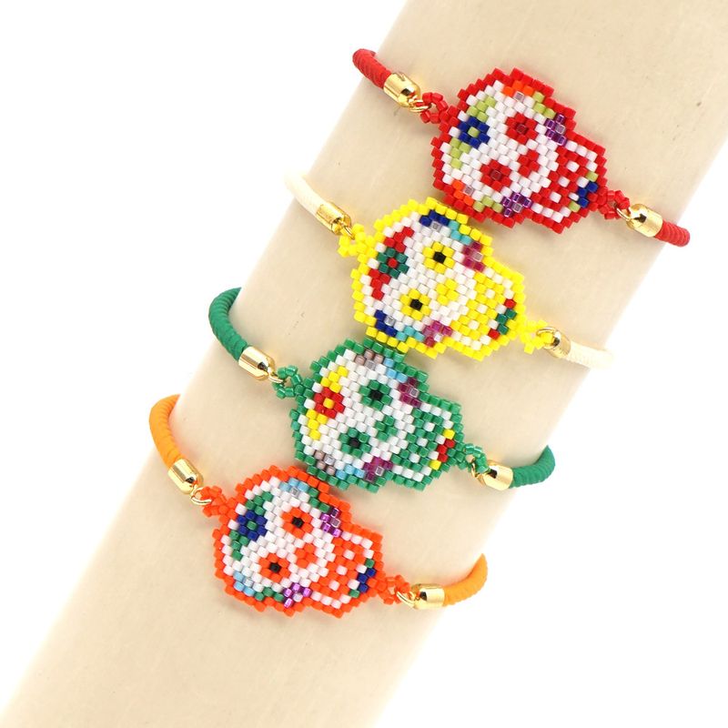 Halloween Ethnic Colored Skull Head Miyuki Bead Woven Bracelet Wholesale Nihaojewelry