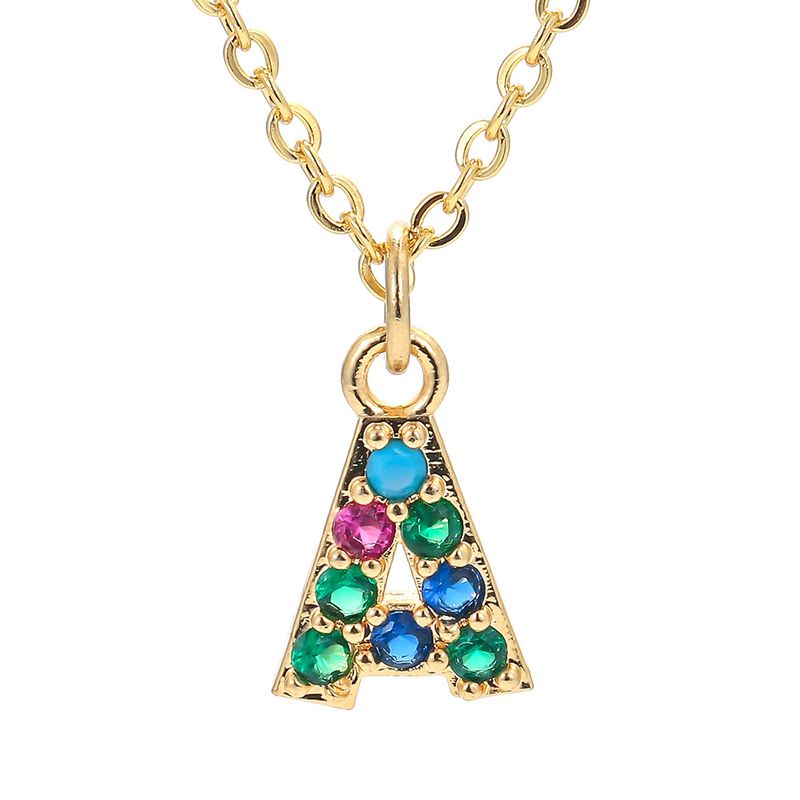 Fashion 26 English Letter Pendant Copper Necklace Wholesale Nihaojewelry