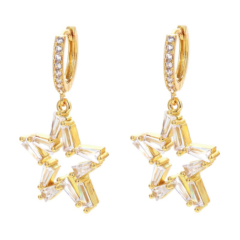 Pendientes Huecos De Estrella De Cinco Puntas Retro Al Por Mayor Nihaojewelry