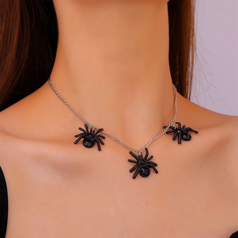 Vintage Gothic Black Spider Pendant Alloy Necklace Wholesale Nihaojewelry
