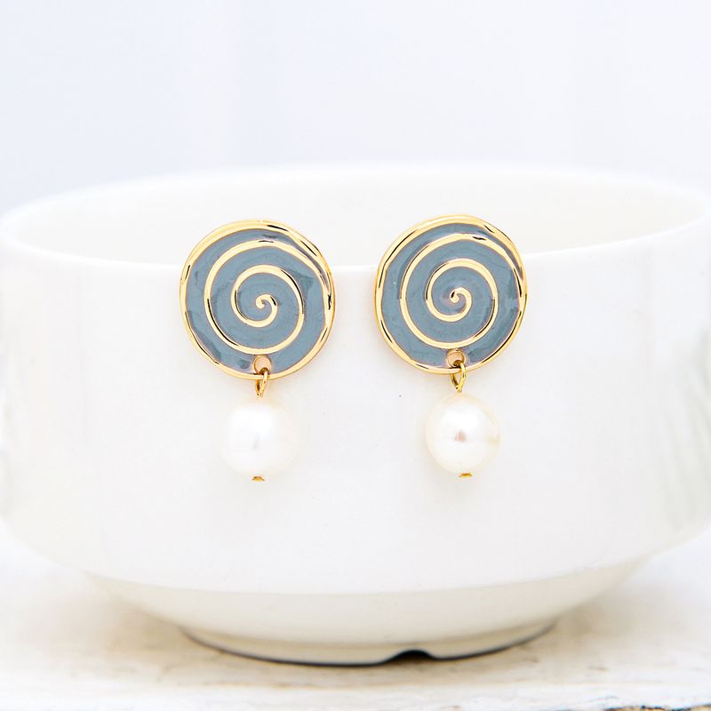 Round Oil Drop Pearl Pendant Baroque Earrings Wholesale Jewelry Nihaojewelry