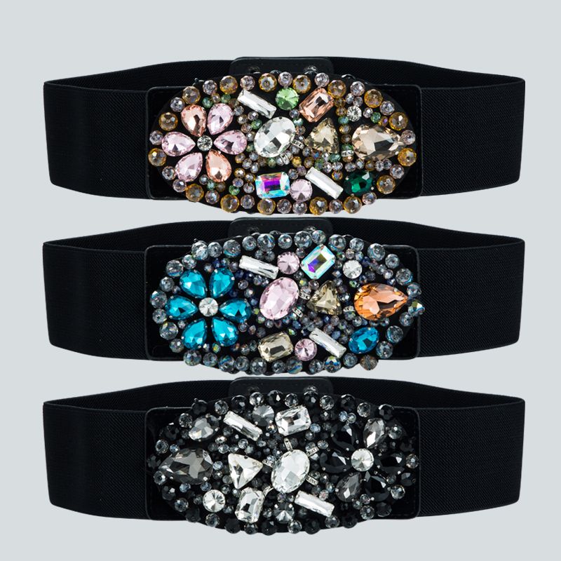 Barocke Kollidierende Farbe Diamant Elastisch Gewebter Elastischer Gürtel Großhandel Nihaojewelry
