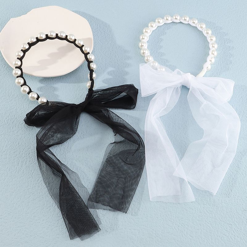 Korean Lace Pearl Tie Bow Hair Band Set Wholesale Nihaojewelry
