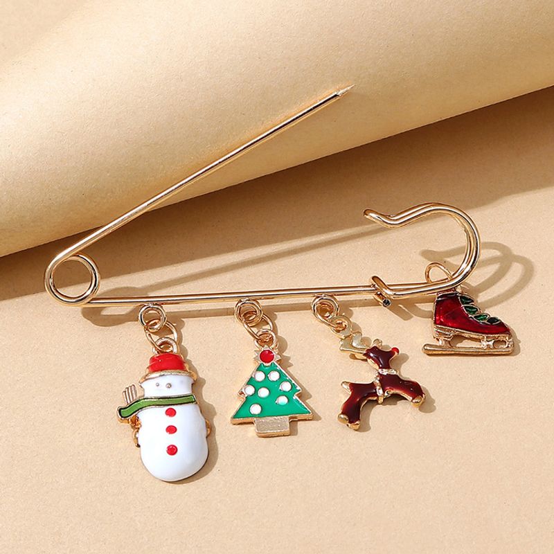 Christmas Series Tree Snowman Elk Pin Brooch Wholesale Nihaojewelry