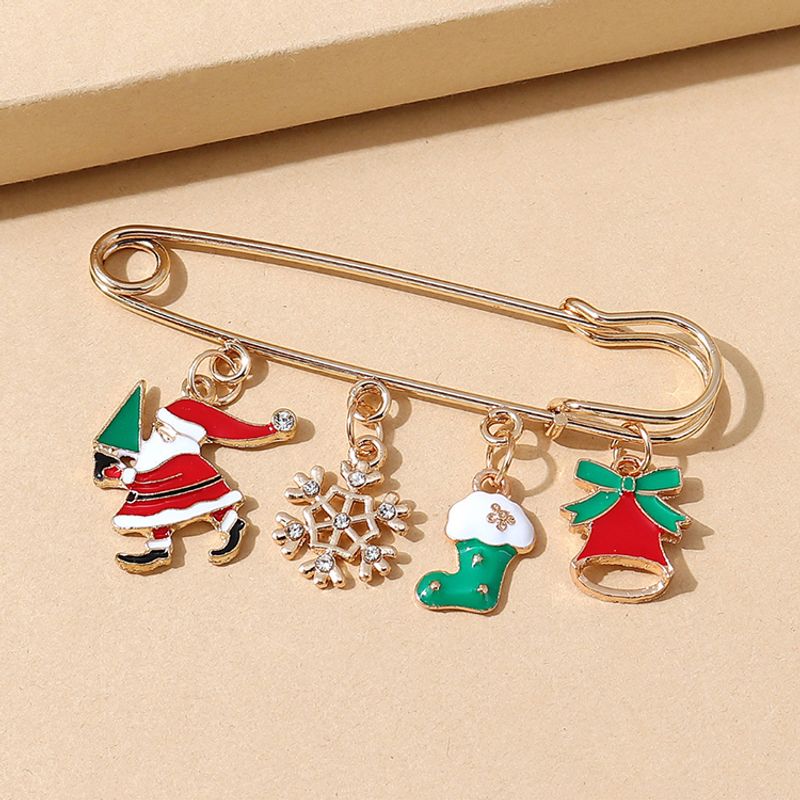 Weihnachtsserie Schneeflocke Weihnachtsmann Pin Brosche Großhandel Nihaojewelry