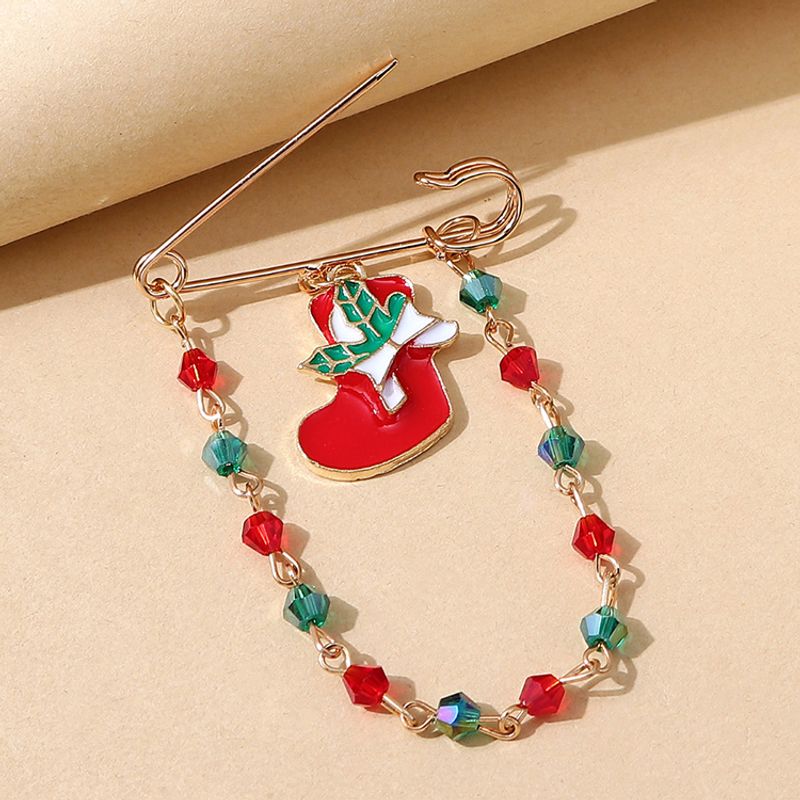 Christmas Series Boot Color Cystal Chain Brooch Wholesale Nihaojewelry
