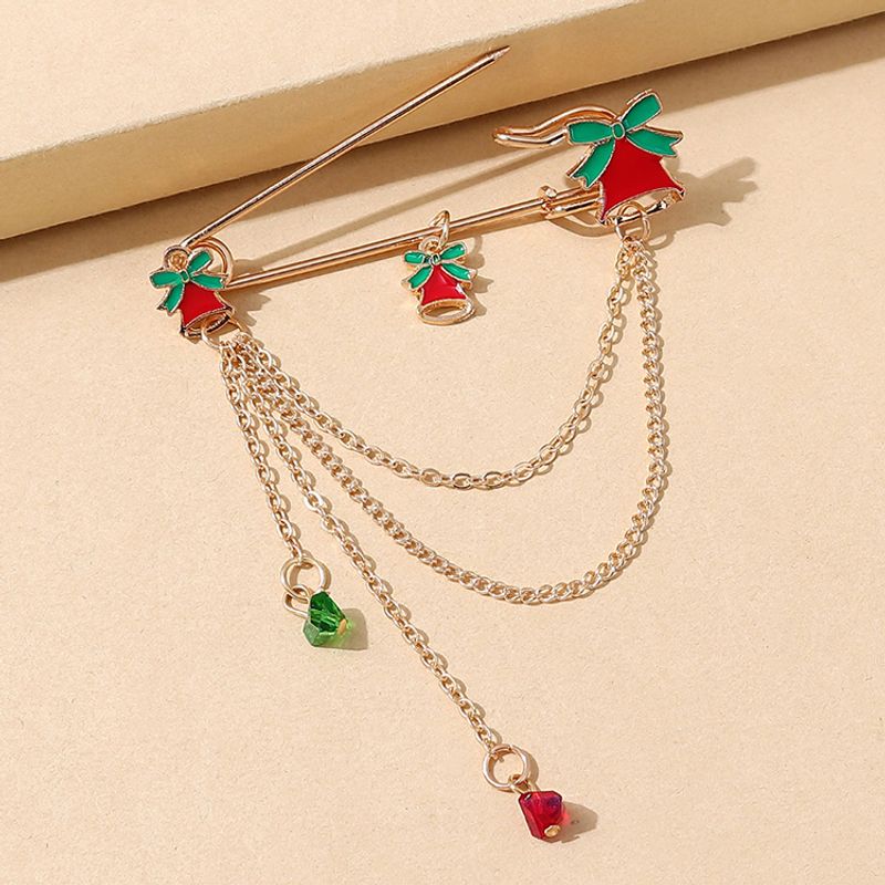 Christmas Series Color Bell Chain Tassel Pin Brooch Wholesale Nihaojewelry