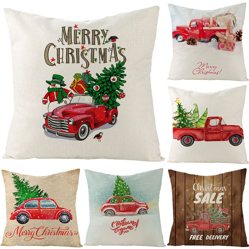 Cartoon Printed Linen Pillow Cover Cross-border Home Christmas Series Sofa Cushion Cover 2022 New Cushion Cover