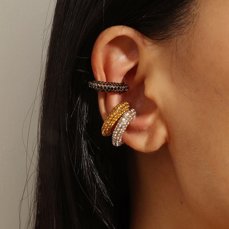 Großhandel Schmuck Mode C-form Legierung Künstliche Edelsteine Diamant Ohrringe