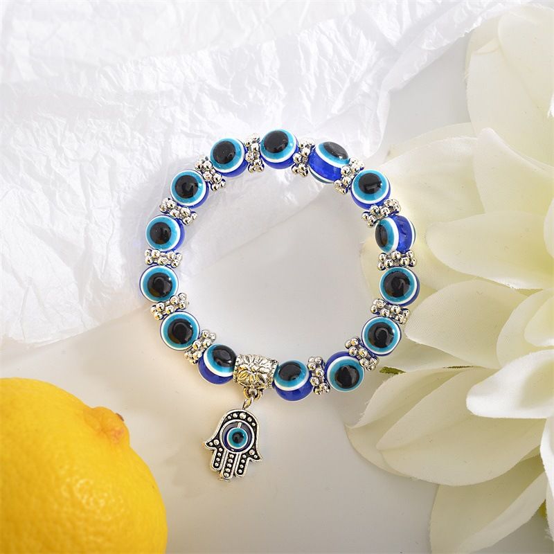 Retro Blue Eyes Palm Beads Pendant Bracelet Wholesale Nihaojewelry