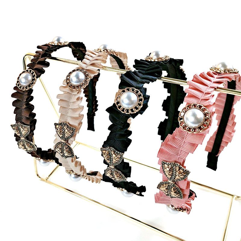 Fashion Folds Pearl Bow Hairband Wholesale Jewelry Nihaojewelry