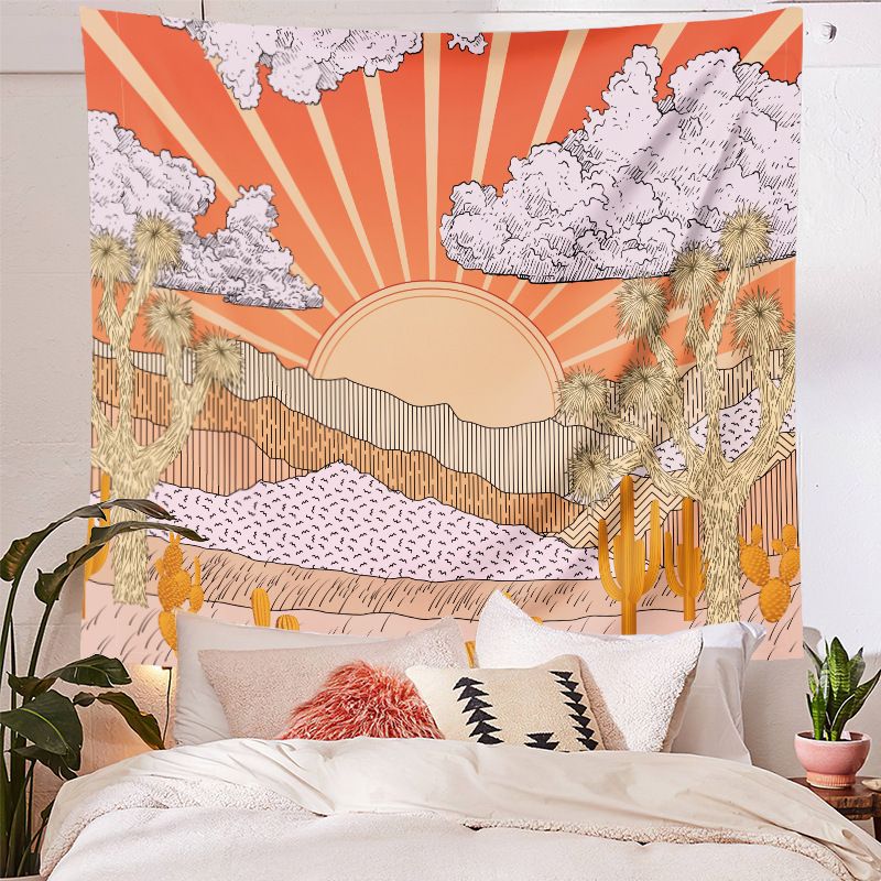 Vintage Sun Mountain Range Tapestry Bedroom Home Decoration Background Cloth Wholesale Nihaojewelry