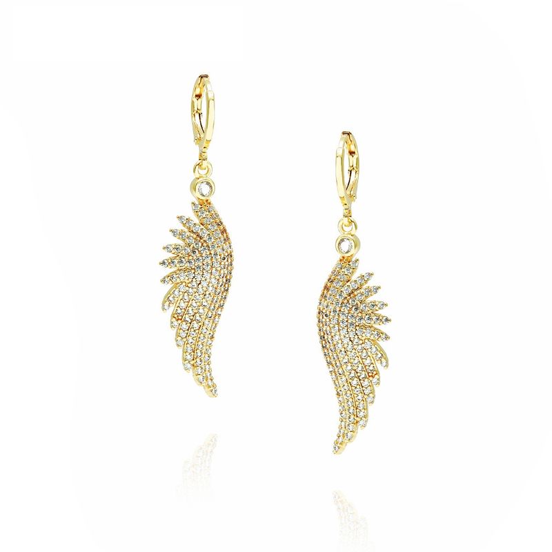 New Angel Wings Pendant Copper Inlaid Zircon Earrings Wholesale Nihaojewelry